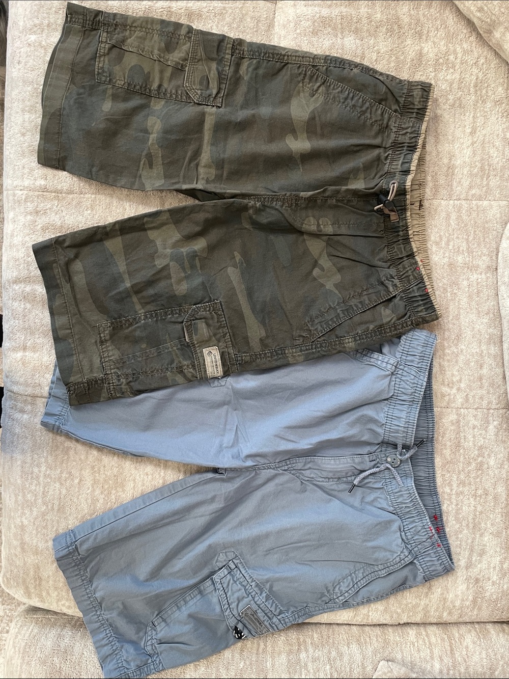 UNIONBAY Boys Camo Green and Light Blue Cargo Shorts - 2 Pack